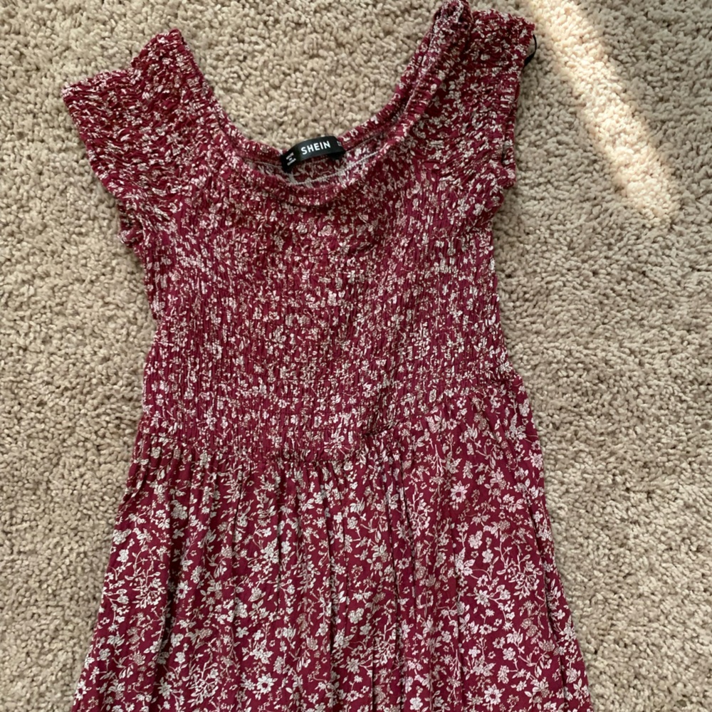 Shein red flowy maxi dress